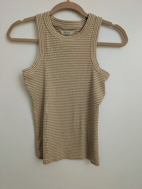Madewell Ribbed Scoop Neck Tank Brightside Top Stopped White And Yellow Size XS
